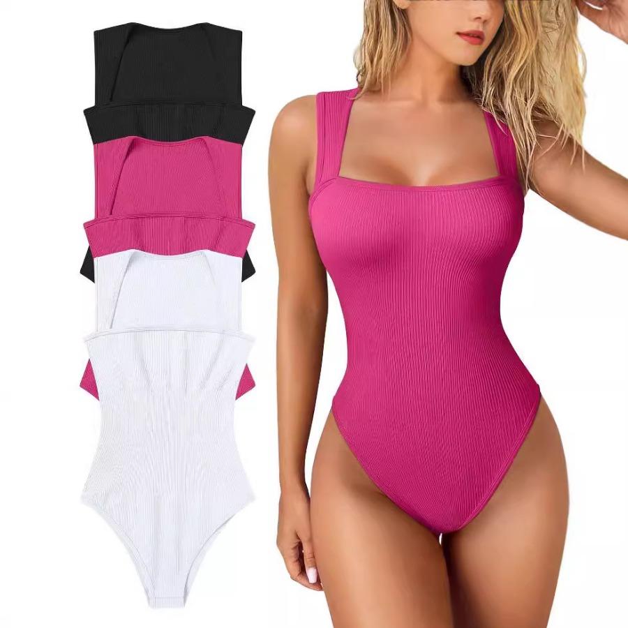 New women's sexy sleeveless onesie slimming high elastic belly lift hip slim jumpsuit