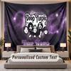 Custom Name Text Tapestry Deep Purple Personalized Polyester Wall Tapestry For Bedroom And Room