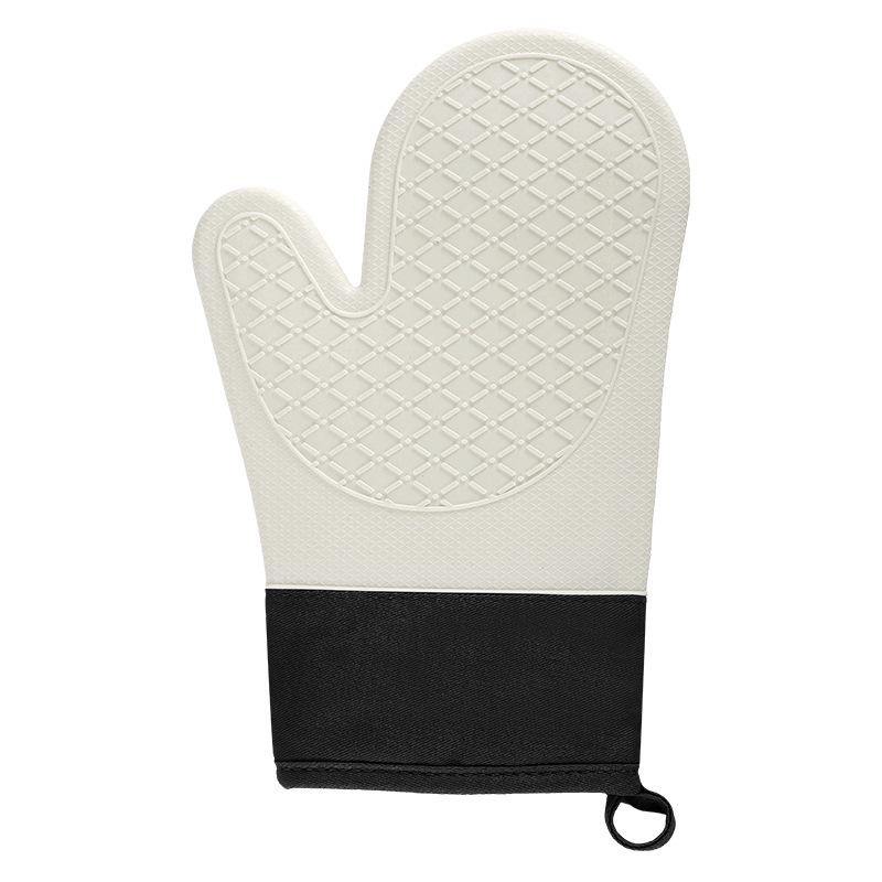 Silicone Heat-Resistant Anti-Slip Oven Gloves with Cotton Lining and Diamond Pattern