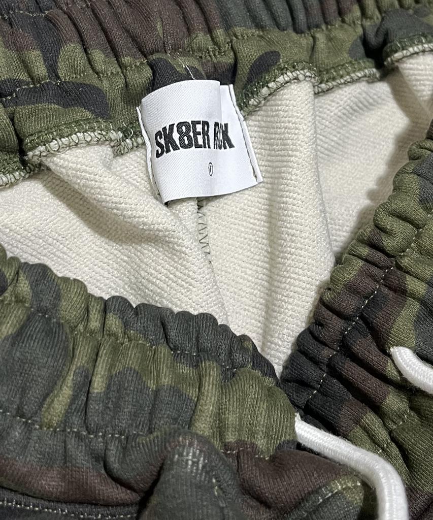 SK8ER ROCK Night Camouflage Sweat Wide Pants ((Khaki))