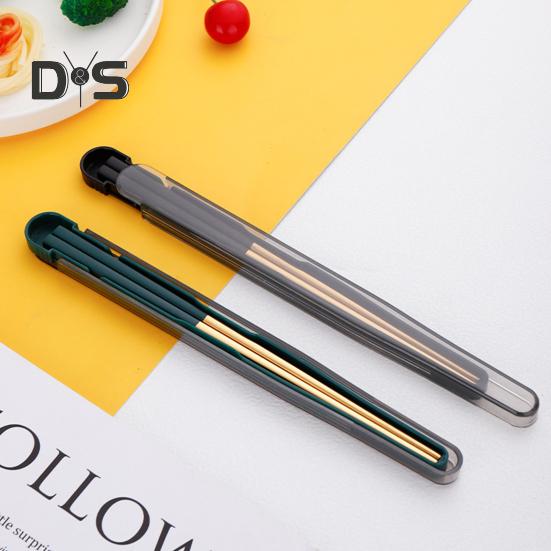 1 conjunto de pauzinhos para alimentos compactos, à prova de ferrugem, utensílios de mesa práticos com caixa de armazenamento dobrável