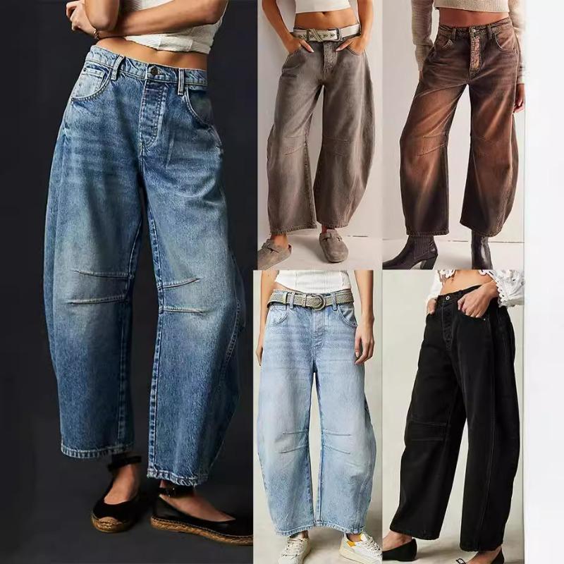 Spring Casual Loose Mid-waist Cylindrical Women's Jeans