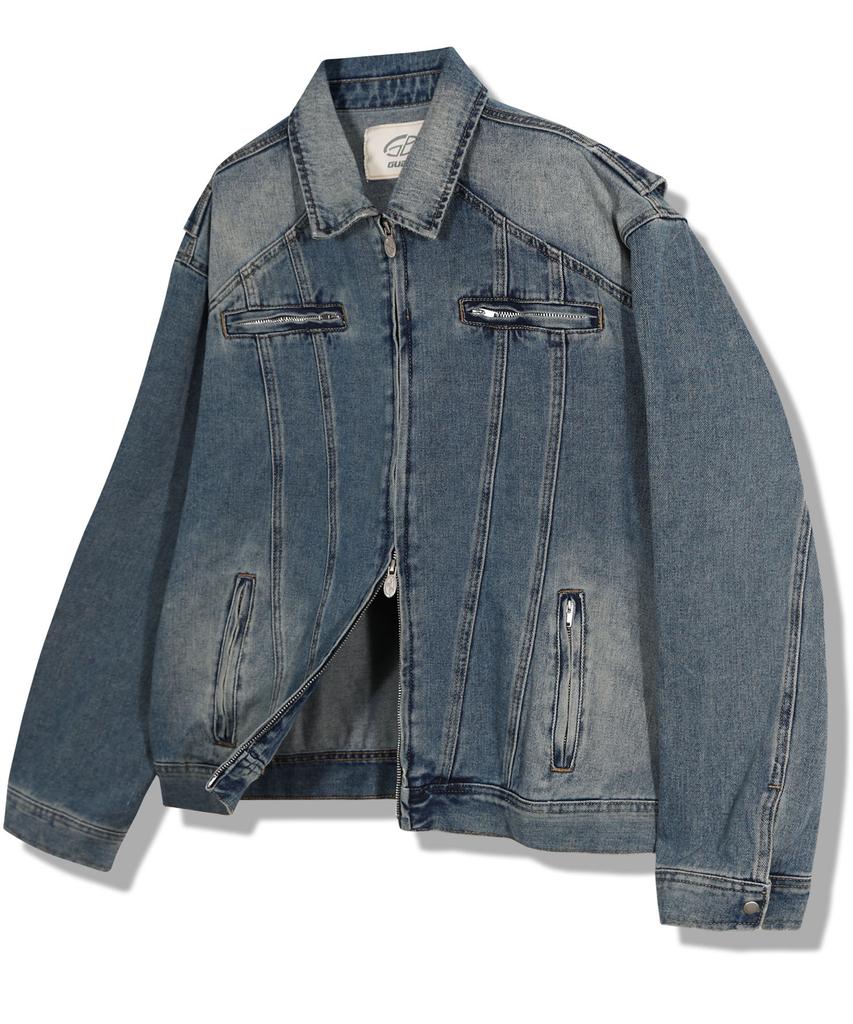Gubin Vintage Washed Line Trucker Jacket