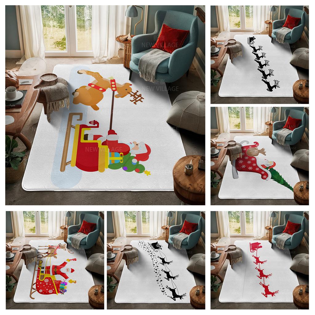 House Entrance Carpet Home Door Mat Living Room Bath Foot Bathroom Non-slip Water Absorption Rugs Bath Merry Christmas Winter