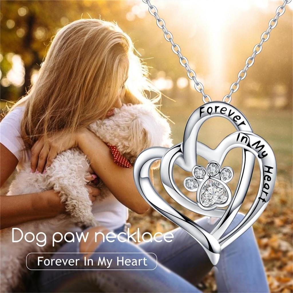 Cynlsum Dog Memorial Gifts Remembrance Necklace: Loss of Dog Sympathy Gift Heart Shape Pet Necklace for Women Pet Lovers Puppy Bereavement Gift