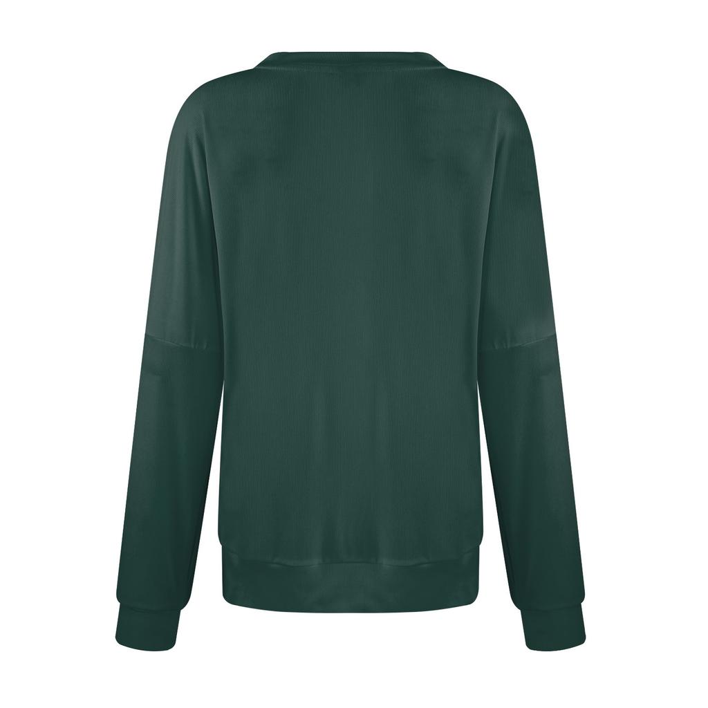 Ladies' Fashion Color Thread Long Sleeve Loose Round Neck Pullover Top