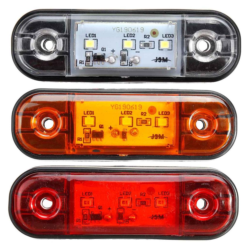1/6pcs 12V 24V 3 LED Car External Side Marker Warning Light Oval Clearance Signal Brake Trailer Truck Lamp Truck Lorry Bus