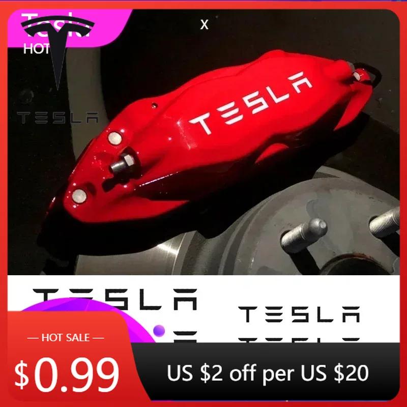 Bilklistremerke 2025 Ny Tesla 6 stk Bil Bremsekaliperklistremerker for Tesla Model 3 X S Y Roadster P75D P85D P90D P100D Side Skjerm Vinn