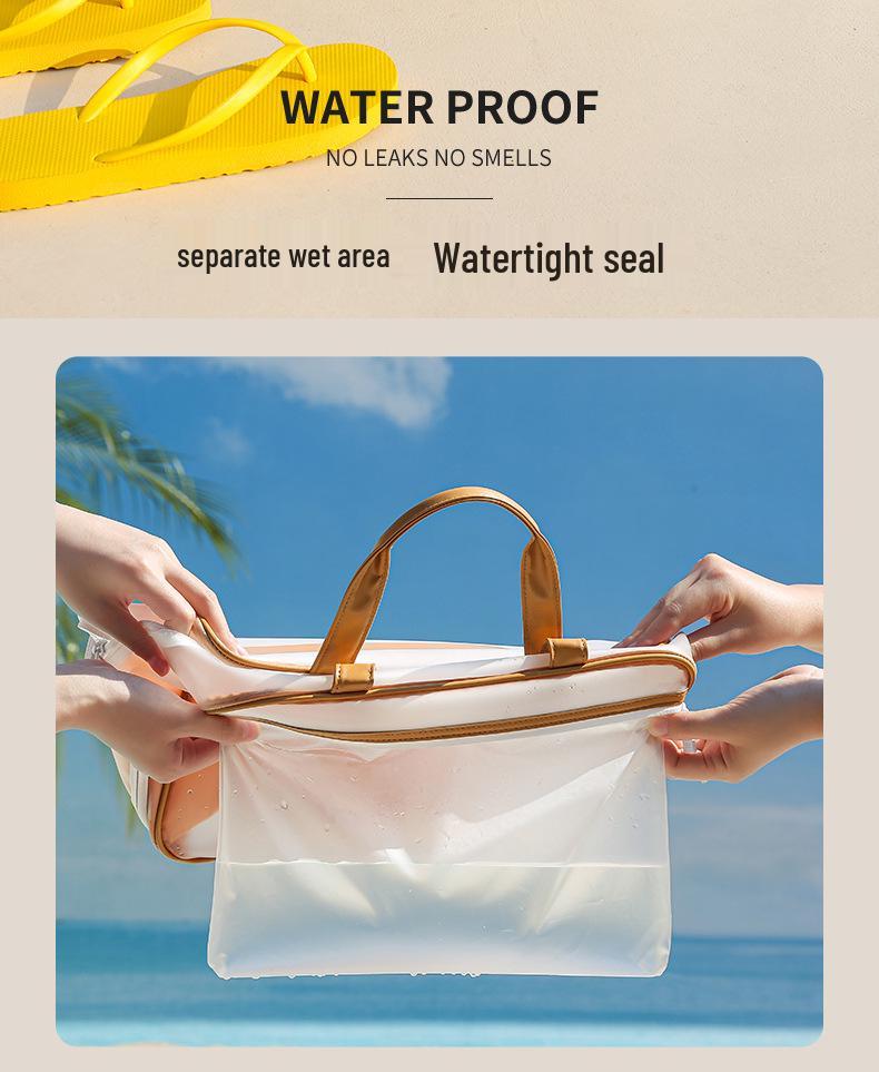 Transparent Waterproof Toiletry Bag - Large Capacity for Men, Wet/Dry Separation, Swimsuit Storage, Portable Travel Organizer