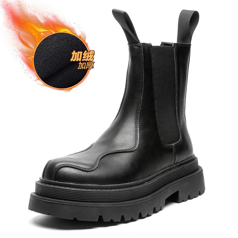 Black Cigarette Chelsea Boots Men's British Tide ins High Top Platform Locomotive Internet celebrity Martin Boots 44162-J