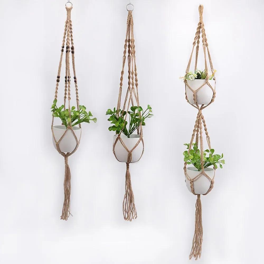 Handwoven Cotton Rope Plant Hangers Macrame Flower Pot Holders For Indoor Outdoor Wall Decor Boho Style Home Garden Hanging