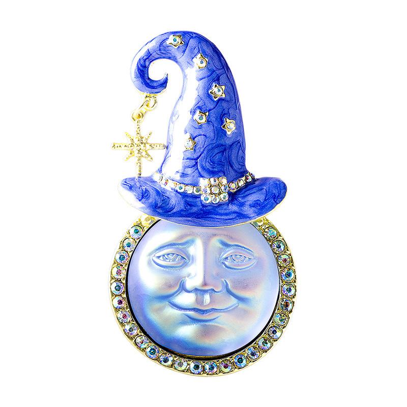 New Creative Baroque Dazzle Moon Sun Enamel Badges Pins For Women Classic Retro Middle Metal Corsage Party Banquet Pin