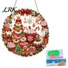 Parent Child Interactive Crafts Christmas Faux Diamond Art Ornament, DIY Santa Claus Sun Catcher Kit, Rhinestone Sets Xmas Wreath Hanging Ornament