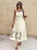 Women's Vintage Floral Spaghetti Strap Backless Dress - Casual Summer Wear
