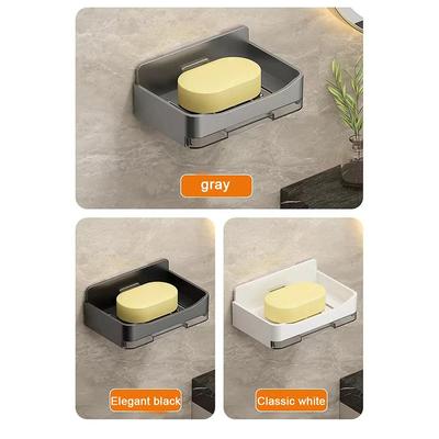 Bathroom Soap Holder Free-Punching Wall Mounted Soap Sponge Holder Organizer Double Drainage Soap Dish Bathroom Accessories