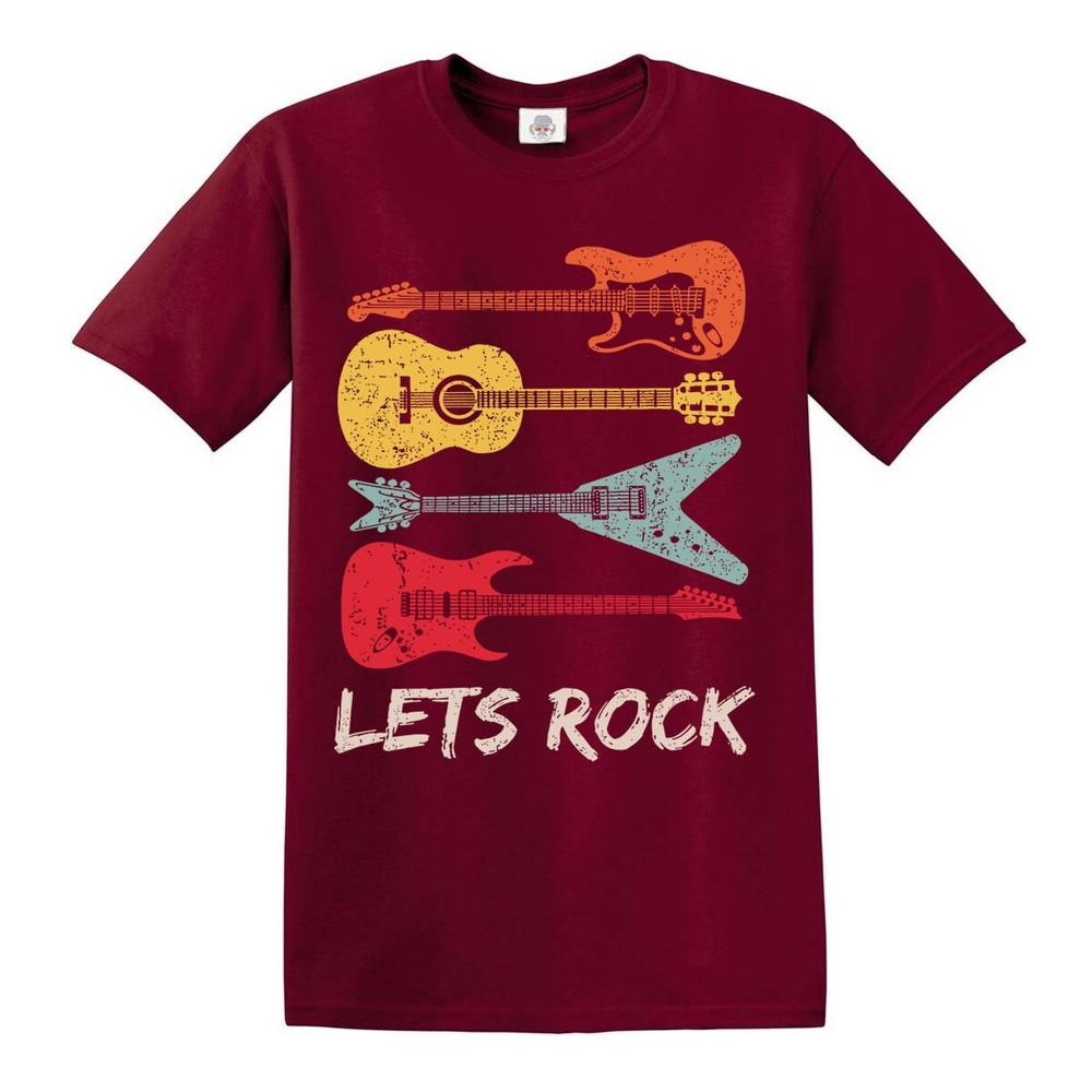 Lets rock mens ladies tshirts music rock metal guitar birthday gift tshirt tee 2XL