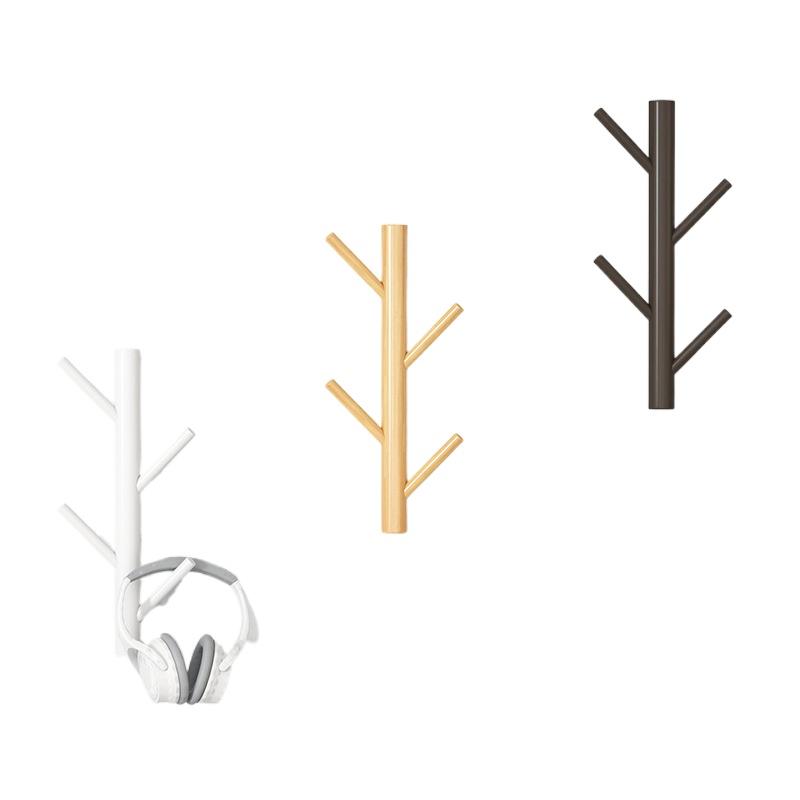 1PC Wall-mounted Coat Rack Creative Coat Rack Bedroom Wooden Hook Modern Solid Wood Simple 4 Hooks