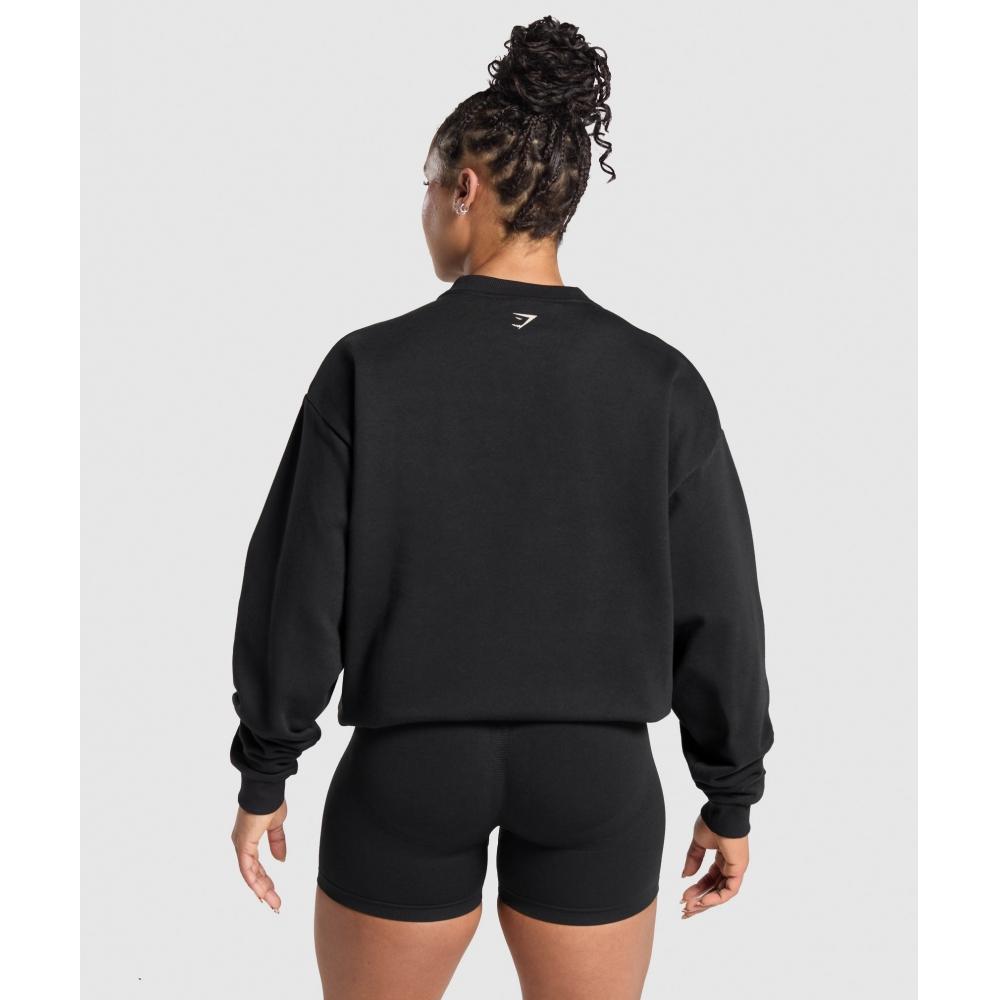 Gymshark Mikina Lifting Essentials Graphic Brushed Oversized Black B3c1i Bb2j