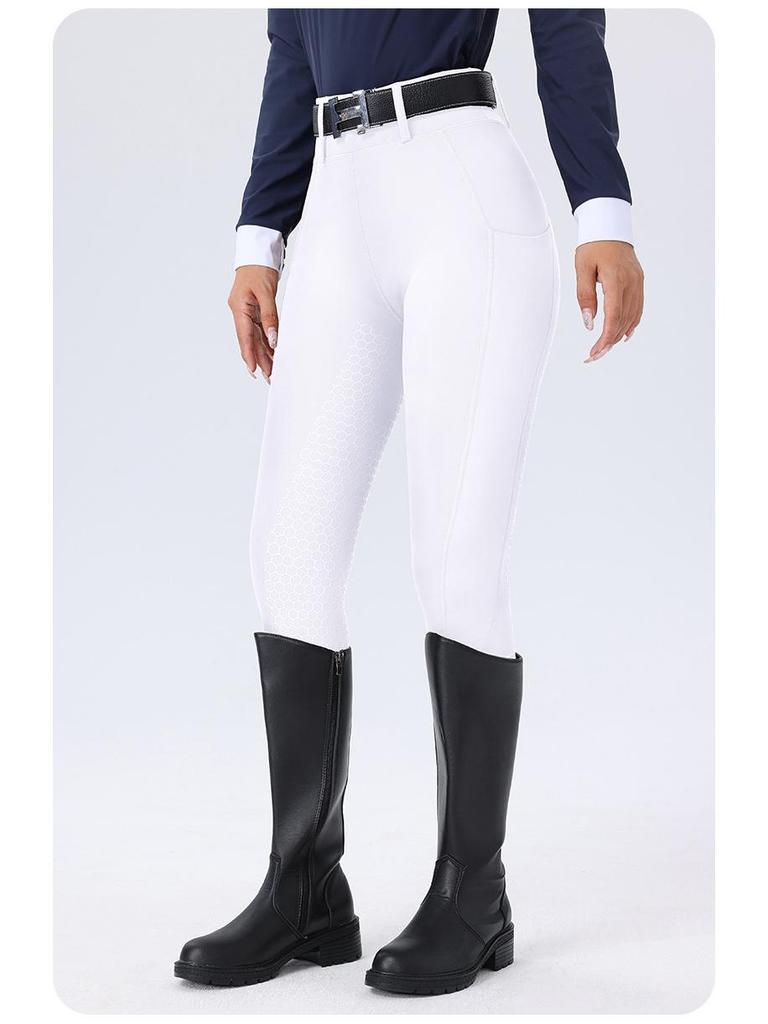 Women's High Waist Equestrian Riding Pants - Full Seat Silicone, Non-slip, Wear-resistant, Tight Fit with Pockets