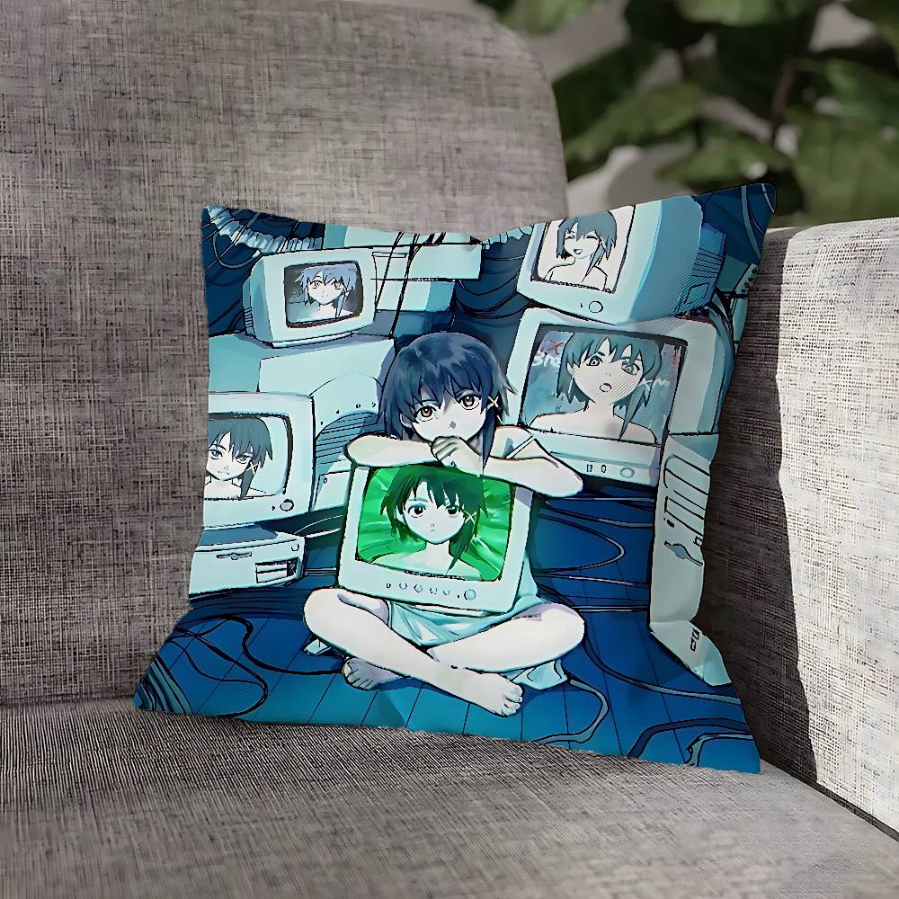 Lain Iwakura S-Serial Experiments Pillow Case For Sofa Decor Car Office Room Printing Cushion Cover Decorations and Protector