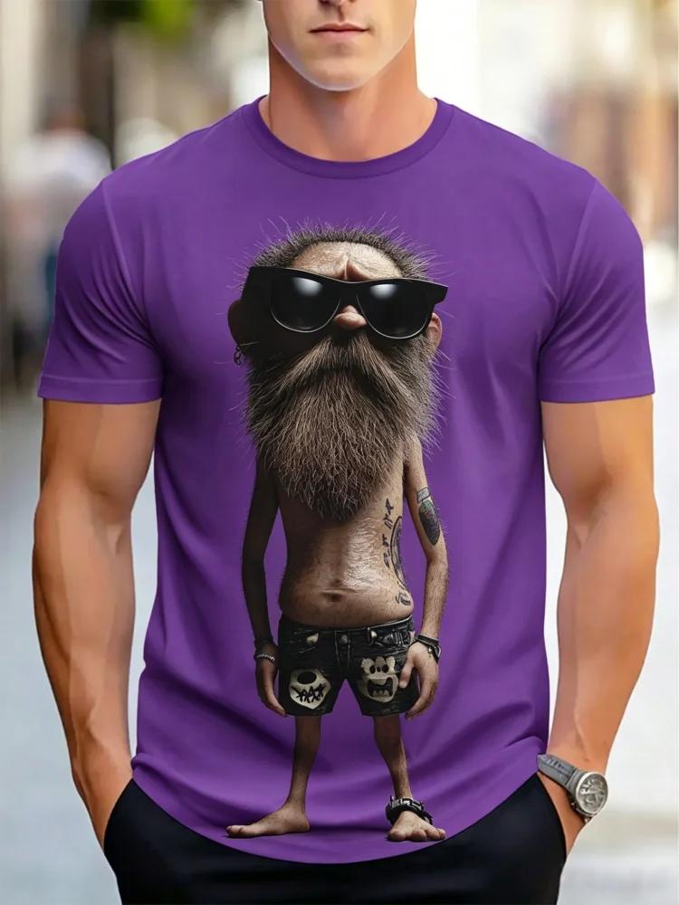 Funny Unisex Funny 3d Old Unisex Graphic Tee Cool Hipster Cartoon Character With Sunglasses Casual Streetwear Short Sleeve Tops