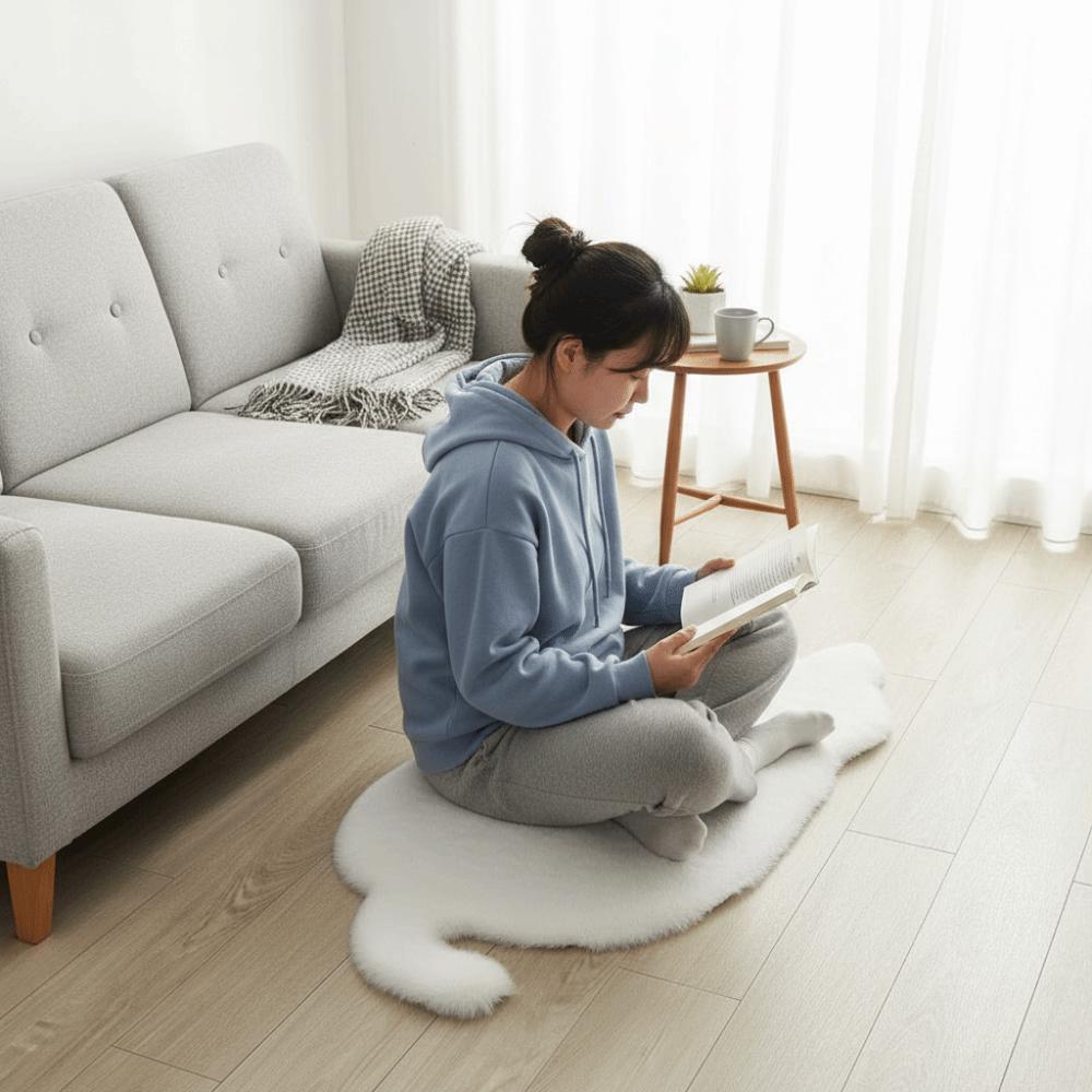 Bedside Mat Cartoon Faux Rabbit Fur Rug Soft Decorative Fluffy Carpet Solid Color Anti-slip Mat Gifts
