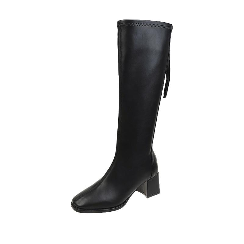 Women's Korean Style Square-Toe High-Heeled Boots - Autumn/Winter 2021