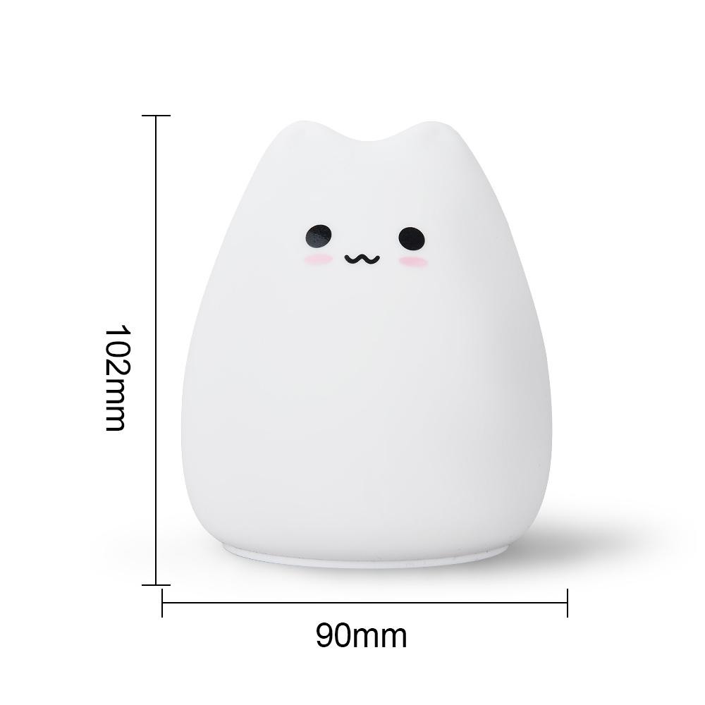 1PC Luz Noturna de Gato Fofo Para Bebê Crianças Desenho Animado 7 Cores Lâmpada de Dormir de Silicone Sensor de Toque Lâmpada de Mesa Para Decoração de Casa Quarto