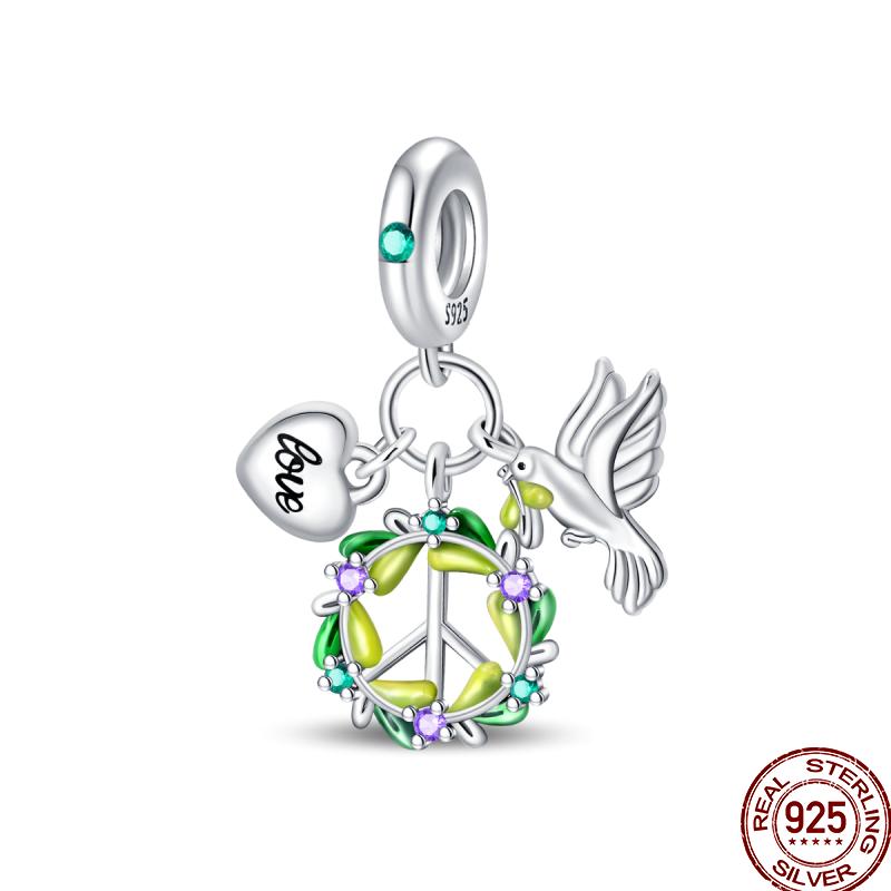 Copper Metal Bird Flying Wings Bee Plant Insect Colored Zircon Charm Bead Component Bead Components Ideal Designed For 3MM Authentic Original