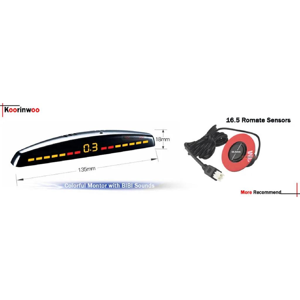 Koorinwoo 4 Sensors Buzzer 22mm Car Parking Sensor Kit Reverse Backup Radar Sound Alert Indicator Probe System 12V Parktronic