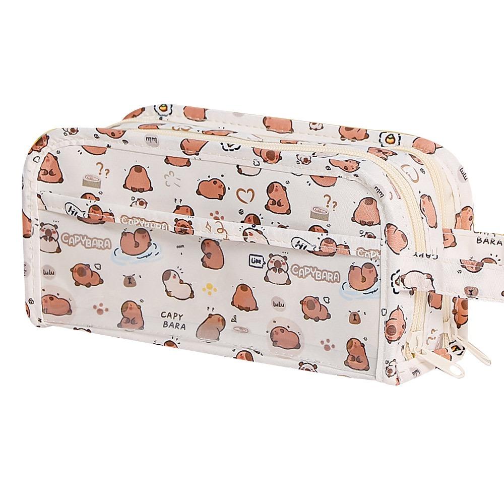 Новый мультяшный пенал-капибара, многослойный, большой вместимости, сумка для хранения канцелярских принадлежностей, пенал, подарки