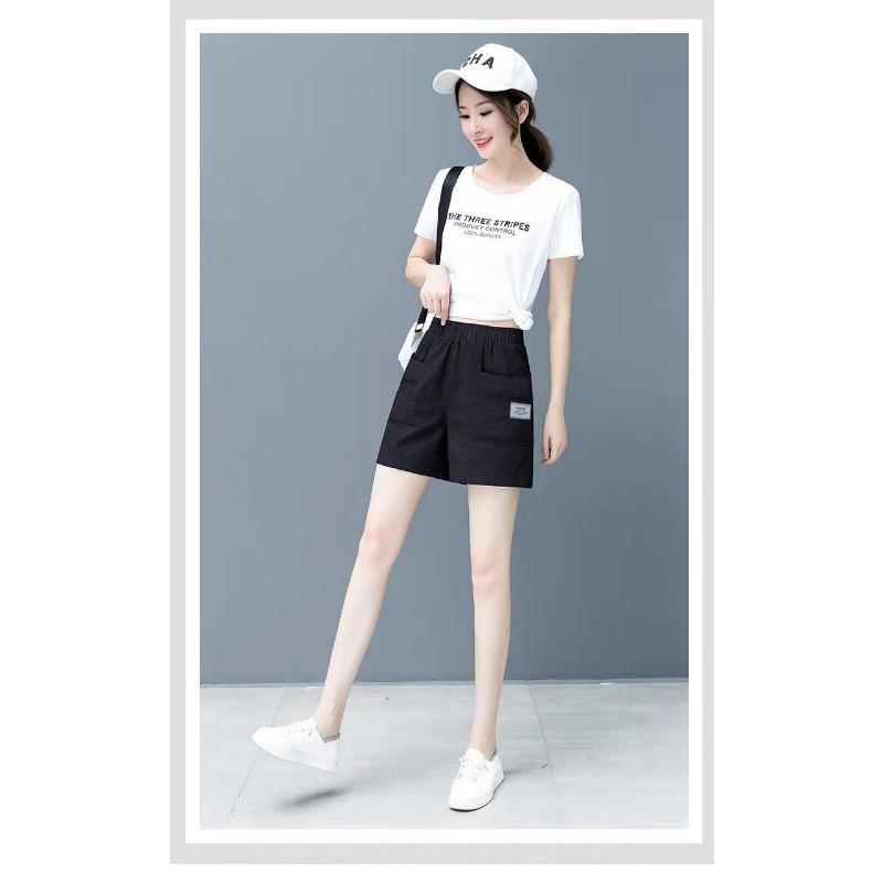 Summer Shorts Women's High Waist Wide Leg Pants Thin Loose Fifth Pants Ins Fashion Leisure Sports Commute