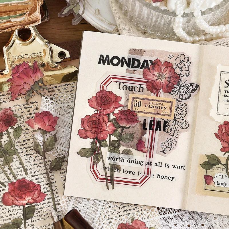 Rose Garden Theme Stickers, 20 pieces per pack, pet stickers, collage, scrapbooking background decorations, DIY crafts