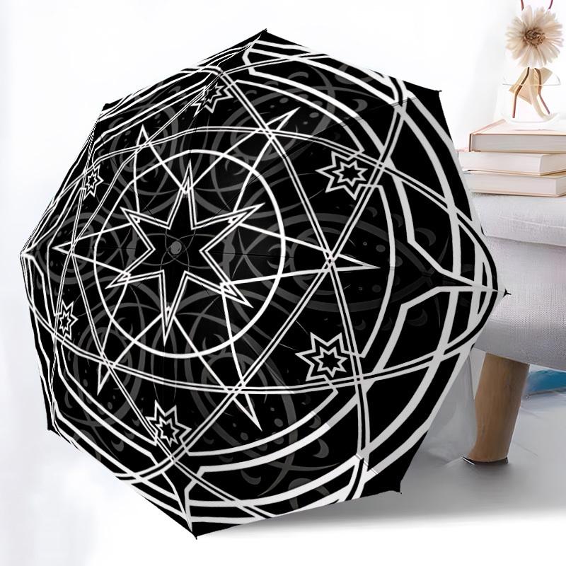 1pc Star Mandala Folding Umbrella, Durable, Suitable for Outdoor Activities or Rain, Suitable for Commuting Yy251027148