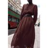 Counter Same Zbzr Autumn New Women clothes Western Style Versitile Fashion Belt Midi Dress 4387231