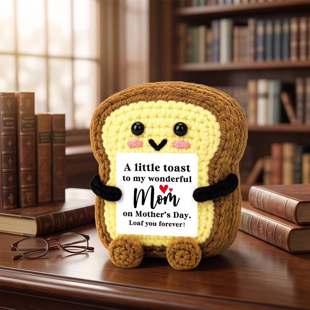 Amigurumi Knit Bread Crochet Toast Doll Funny Plush Birthday Gift Desk Decor Ornament Card