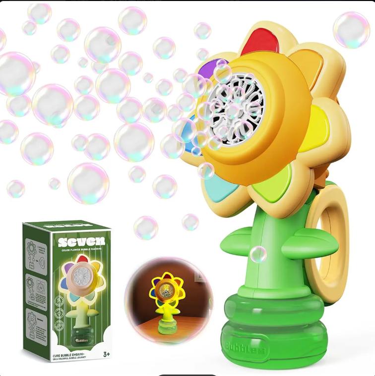 Sunflower Automatic Bubble Machine with Lights, Kids Outdoor Birthday Toy жёлтый