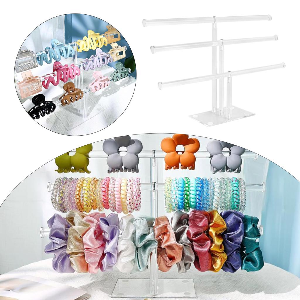 Stylish Acrylic Claw Clip Storage Stand 3 Tiers Transparent Rack for Displaying Hair Accessories Bedrooms Supplies