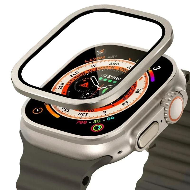 Tempered Glass for Watch Ultra 49mm Titanium Metal Frame Anti-Scratch film for Series Ultra 2 Screen Protector Accessories