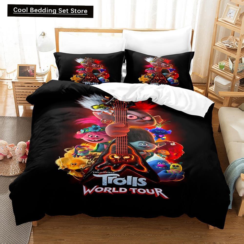 3D Print Cartoons Bed Sheet Set Trolls Bedding Set Single Twin Full Queen King Size Bed Set Adult Kid Bedroom Duvet cover Sets
