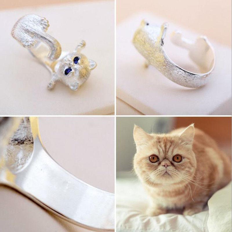 Sweet Cute Cat Animal Platinum Plated Ladies Finger Rings Promotion Women Party Gifts Never Fade