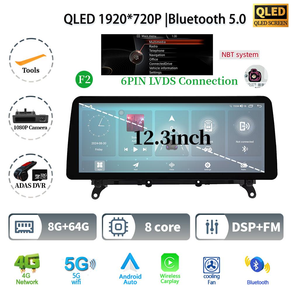 12.3" For BMW X3 F25 X4 F26 2011-2017 Android 14 Car Radio Multimedia GPS Navigation Bluetooth WIFI CarPlay Touch Screen Stereo
