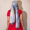Nomad Sari Summer Marbella Print Scarf – Blue with Gold (180x50cm)