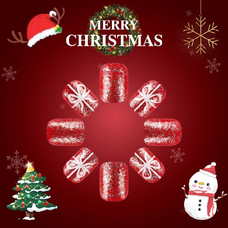 Christmas Party Essential French Snowflake Press on Nails Stick on Nail Manicure Nail Art Decoration for a Stylish Look