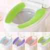 1 Pair Portable Reusable Warm Soft Toilet Seat Cushions Washable Paste Type Toilet Cushion Bathroom Fitting Household Supplies