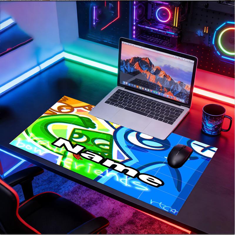 Custom Name Personalized Game Rainbow Friends Pattern Mousepad, Laptop PC Desk Mat, Decorative Desk Mat for Home Keyboard Pad Gift