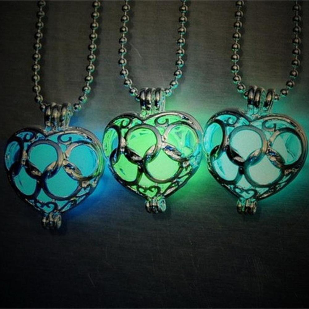 

Светящееся в темноте ожерелье с подвеской, светящийся флуоресцентный камень, ожерелье с полым сердечком, костюм на Хэллоуин 1