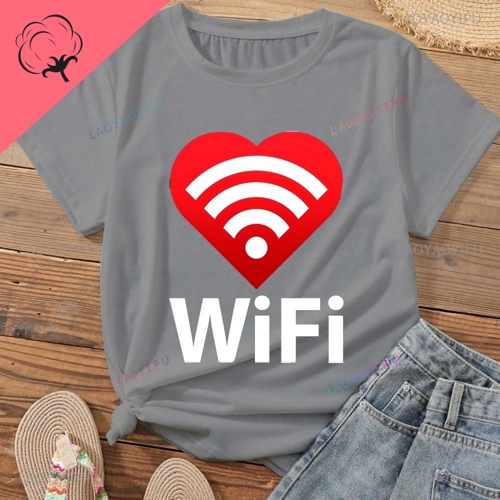 Love Is Shared WiFi Tshirt Valentines Day Gift Tshirt Fun WiFi Sharing Tshirt Unisexs and WoUnisexs Pure Cotton Tshirts