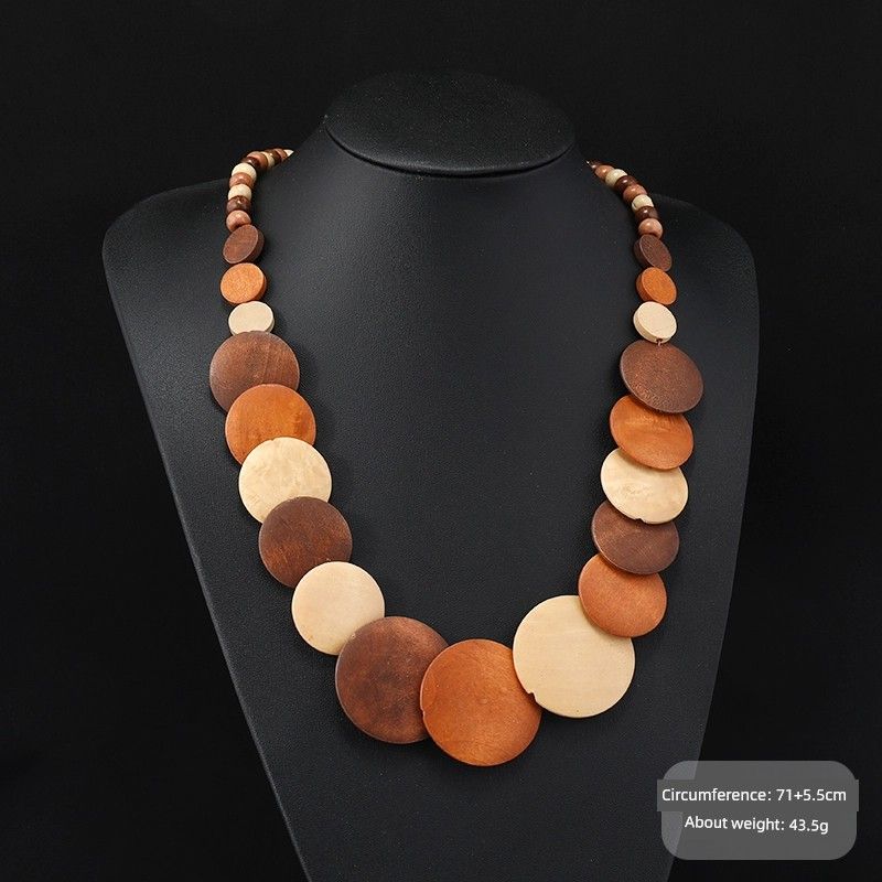 

Long Bohemia Ethnic Style Wooden Necklace Fashion Retro Style Stylish Multi-Layer Sweater Chain Performance Accessories Women Wooden Necklace (Style 8)