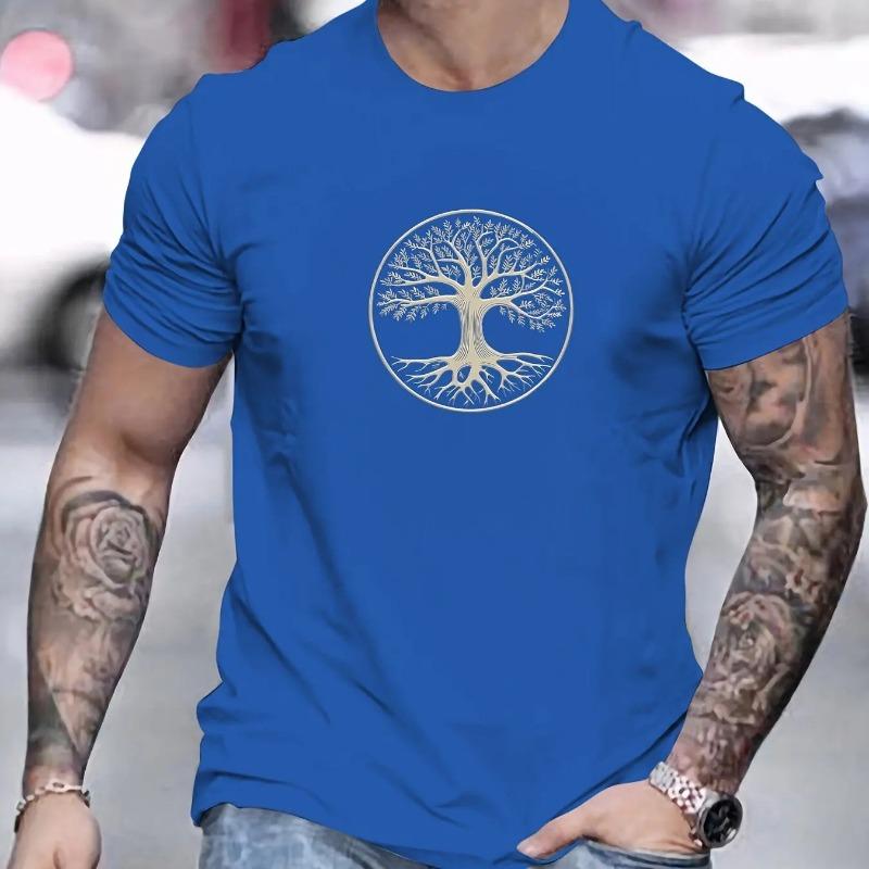 

Men Tree of Life Graphic T Shirt Crew Neck Short Sleeve Casual Loose Minimal Daily Street Summer Basic Top S